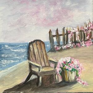 Original painted beach coastal art on canvas